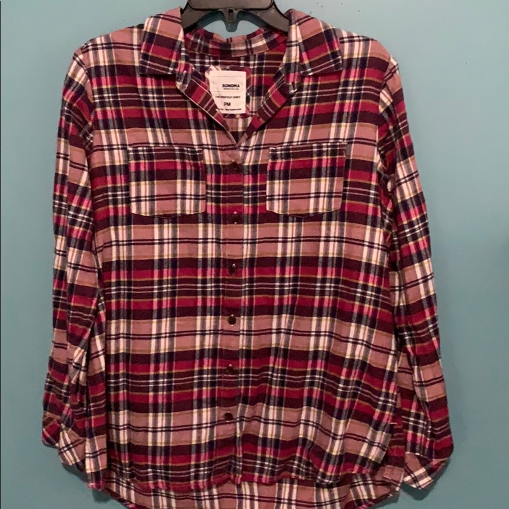 Pink plaid button down